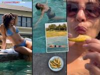 कैरीचा आस्वाद घेताना दिसली 'देसी गर्ल'; स्ट्रॅपलेस बिकिनीमध्ये ४३ वर्षीय प्रियंकाचे फोटो व्हायरल - Marathi News | Priyanka Chopra Share SwimWear Pictures Raw Mango photos viral | Latest filmy Photos at Lokmat.com