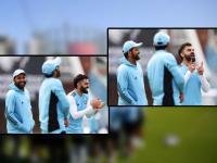 WTC: तेरा यार हूँ मै... मैदानात दिसली रोहित-विराटची 'दोस्ती' अन् धमाल-मस्ती (Photos) - Marathi News | Virat Kohli Rohit Sharma friendship bond gets stronger as both seen enjoying laughing practice session Wtc final 2023 ind vs aus | Latest cricket Photos at Lokmat.com