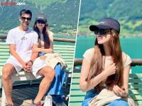 PHOTOS : शोएब मलिक अन् सनाचा रोमँटिक अंदाज; पण कॅप्शनवरून चाहत्यांनी उडवली खिल्ली - Marathi News | Pakistani cricketer Shoaib Malik shares romantic photos with wife and actress Sana Javed from Switzerland | Latest cricket Photos at Lokmat.com