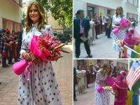 Donald Trump's India Visit : मेलानिया ट्रम्प दिल्लीतील 'हॅप्पीनेस क्लास'ला भेट देतात तेव्हा... - Marathi News | Donald Trump's India Visit US First Lady Melania Trump arrives at govt school to attend 'Happiness Class' SSS | Latest national Photos at Lokmat.com