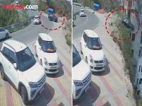 VIDEO: धडकी भरवणारा अपघात! टायर फुटला, नियंत्रण सुटले अन् १५० फूट खोल दरीत गेली कार - Marathi News | Two Killed as Car Plunges into Gorge and Catches Fire near Chintpurni | Latest national News at Lokmat.com