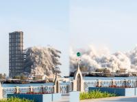 फक्त १० सेकंदात जमीनदोस्त झाली १४४ मजली इमारत, गिनीज बुक ऑफ वर्ल्ड रेकॉर्डमध्ये नोंद! - Marathi News | tallest building 144 floors of uae mina plaza towers demolished using explosives in 10 sec video surfaces | Latest international Photos at Lokmat.com