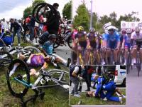 बाबो : महिला फॅनमुळे Tour de France मध्ये झाला मोठा अपघात; शेकडो सायकलपटू झाले दुखापतग्रस्त, पाहा Video - Marathi News | Police hunt for female Tour de France fan who caused massive crash with sign amid warning she faces up to a year in jail | Latest other-sports Photos at Lokmat.com