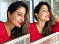 हिना खान का ट्रेडिशनल लुक देख फैंस के उड़े होश, लाल रंग की ड्रेस में शेयर की तस्वीरें - | Hina khan share photos red traditional dress pics goes viral on social media | Latest television Photos at Lokmatnews.in