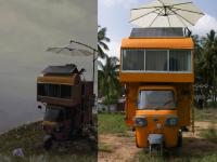 भन्नाट कल्पना...! हौशी तरुणाने तीन चाकांवर उभे केले आलिशान घर - Marathi News | Imagine saying ...! young man builds home on wheels on bajaj tempo | Latest auto Photos at Lokmat.com