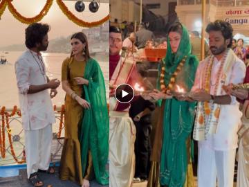 हर हर गंगे! 'तेरे इश्क मे'च्या प्रमोशनसाठी वाराणसीत पोहोचले धनुष-क्रिती; गंगा आरतीही केली हर हर गंगे! 'तेरे इश्क मे'च्या प्रमोशनसाठी वाराणसीत पोहोचले धनुष-क्रिती; गंगा आरतीही केली