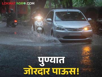 Pune Rain : नवरात्रीच्या पूर्वसंध्येला पुण्यात दमदार पावसाची हजेरी - Marathi News | Pune Disctrict monsoon Rain Heavy rain in Pune on the eve of Navratri | Latest agriculture News at Lokmat.com