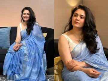 एका रात्रीत 'नॅशनल क्रश' बनली मराठमोळी गिरीजा ओक, निळ्या साडीतील फोटो व्हायरल, अभिनेत्रीचं वय ऐकून बसेल धक्का