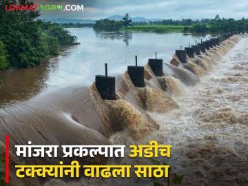 Manjara Dam Water Update : तीन तासांत मांजरा प्रकल्पात अडीच टक्क्यांनी वाढला साठा - Marathi News | Manjara Dam Water Update: In three hours the storage in Manjara project has increased by two and a half percent. | Latest News at Lokmat.com
