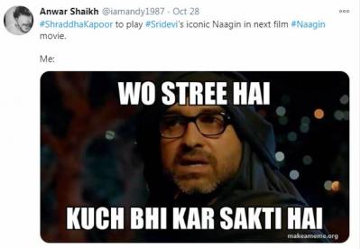 Viral Memes! Shraddha Kapoor to play Naagin on screen, netizens flood ...