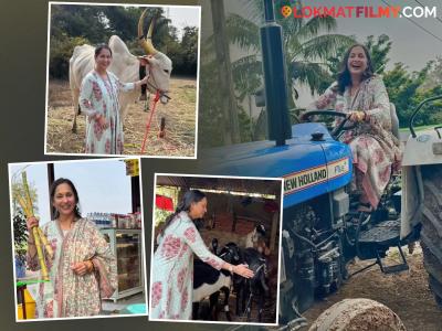 मन रानात गेलं गं! अश्विनी भावे यांचा शेतात मनसोक्त फेरफटका; सोशल मीडियावर दाखवली झलक