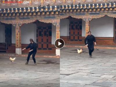 कोंबडीशी मस्ती करत होती हुमा कुरेशी, अचानक कोंबडीने केलं असं काही की अभिनेत्री धूम ठोकून पळाली