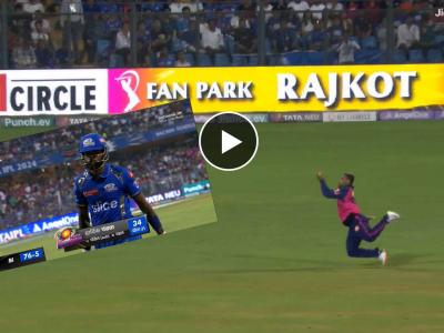 Video : मुंबई इंडियन्सचे डावपेच चुकले, ७ फलंदाज माघारी; हेटमायरचा अफलातून झेल