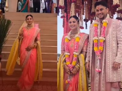 सोहम बांदेकर-पूजा बिरारीचं थाटामाटात लग्न; खास अंदाजात बांदेकरांच्या सुनेने घेतली मंडपात एन्ट्री