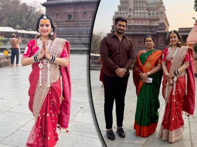 प्राजक्ता गायकवाडने साजरी केली लग्नानंतरची पहिली मकरसंक्रात, पतीसह घेतलं घृष्णेश्वर ज्योतिर्लिंगचे दर्शन
