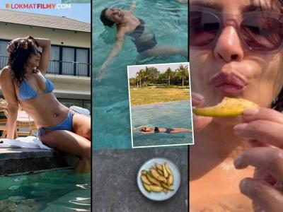 कैरीचा आस्वाद घेताना दिसली 'देसी गर्ल'; स्ट्रॅपलेस बिकिनीमध्ये ४३ वर्षीय प्रियंकाचे फोटो व्हायरल