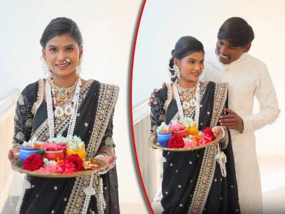 हलव्याचे दागिने, काळी साडी अन्...; लग्नानंतर सूरज-संजनाचा पहिला सण, अशी केली तयारी