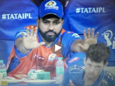 आता काय बाउंड्री लाइनच्या बाहेर येतोस का? कॅच घेताना सँटनरची कसरत अन् डग आउटमध्ये रोहितची 'धडपड' (VIDEO)