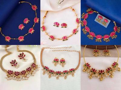 कमळाचे नाजूक नेकलेस डिझाईन्स; ७ पॅटर्न्स, साडी-कुर्ता कशावरही वापरा, गळ्यात उठून दिसेल