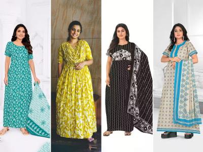 मॅक्सी विथ दुपट्टाचे १० सुंदर पॅटर्न्स; उन्हाळ्यासाठी कॉटनच्या गाऊन विथ दुपट्टाचे खास कलेक्शन