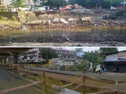 road between Rani Chowk and Panchsheel Chowk in Jhansi was also closed as the bridge at Panchsheel Chowk collapsed due to heavy rains on Friday in Nagpur | हाही बंद, तोही बंद, सांगा आता जायचे कुठून?