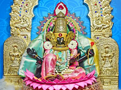 Today, on the occasion of Navratri festival, on Khande Navami Shri Ambabai of Kolhapur is worshipped as Goddess Bhairavi | Navratri २०२५: खंडे नवमीला कोल्हापुरातील अंबाबाईची भैरवी माता रूपात पूजा