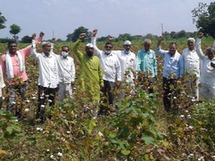 Farmers' agitation in the field for declaring wet drought | ओला दुष्काळ जाहीर करावा यासाठी शेतकरी संघटनेचे शेतातच आंदोलन