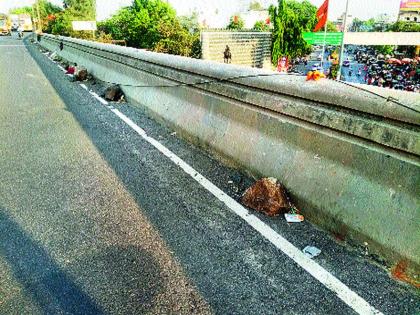 Swatantryaveer Vinayak Damodar Savarkar flyover crossroads rock | स्वातंत्र्यवीर विनायक दामोदर सावरकर उड्डाणपूल कठड्यालगत दगड