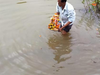 Farewell to Ganaraya in Peth taluka | पेठ तालुक्यात साधेपणाने गणरायाला निरोप