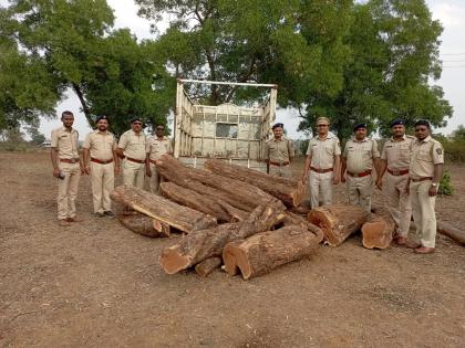 Lakhs of Khair wood along with vehicle seized in Peth taluka | पेठ तालुक्यात वाहनासह लाखाचे खैर लाकूड जप्त