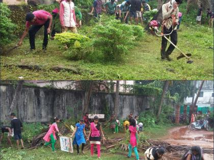 Teachers, employees, along with students gave cleanliness message | विद्यार्थ्यांसह शिक्षक, कर्मचाºयांनी दिला स्वच्छतेचा संदेश