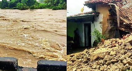 Rain falls, houses fall in the district | जिल्ह्यात पावसाचे थैमान, घरांची पडझड