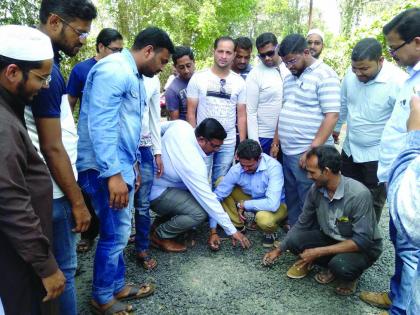 Golakot road repair works, reduced use of dandruff, citizen aggressive | गोवळकोट रस्ता दुरुस्तीचे काम पाडले बंद, डांबराचा वापर कमी, नागरिक आक्रमक