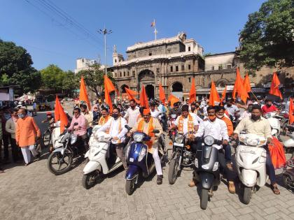 Shiv Sena's saffron rally from the city, call for bandh on motorcycles | शिवसेनेची शहरातून भगवी रॅली, मोटरसायकलवरुन बंदचे आवाहन