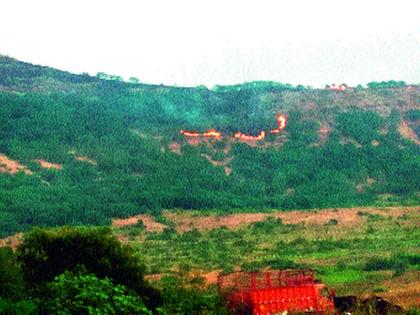 On the border of the city, a fire in a Pandavani mountain built by nature aesthetic; Inspect | शहराच्या सीमेवर निसर्ग सौंदर्याने नटलेल्या पांडवलेणी डोंगराला आग; वनविभागाकडून पाहणी