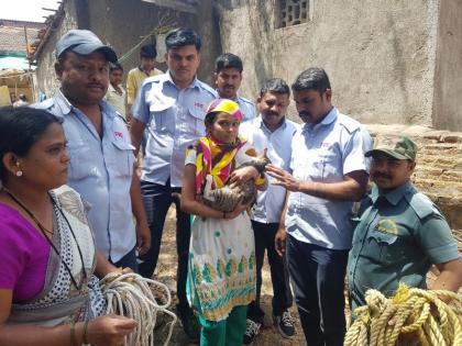 Lives in the 30-foot-deep well in the well | ३० फूट खोल विहिरीत पडलेल्या मांजरीला जीवदान