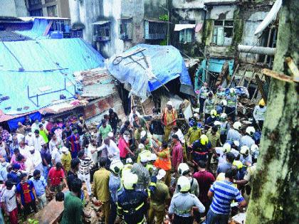 Four killed, two injured in four separate building accidents | चार वेगवेगळ्या इमारत दुर्घटनांमध्ये चार मृत्यू; नागपाडा दुर्घटनेत आजीसह नातीने गमावला जीव