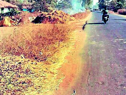 The breathtaking state road in encroachment | अतिक्रमणात गुदमरतोय राज्य मार्गाचा श्वास