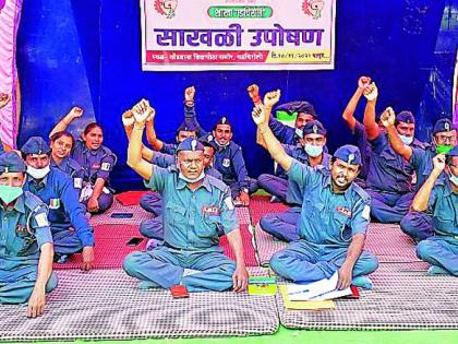 Gondwana security guards start hunger strike | गोंडवानाच्या सुरक्षा रक्षकांनी सुरू केले उपोषण