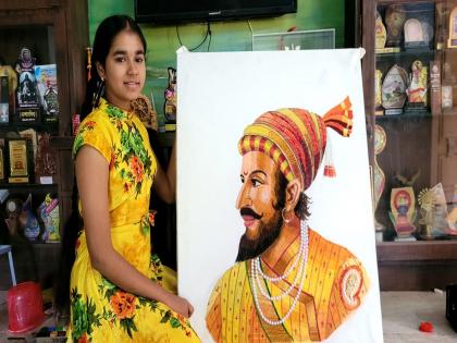 Image of Chhatrapati shivaji maharaj made with ropes, Shreya Chanderkar amazing artwork from Sindhudurga | दोऱ्यांच्या साहाय्याने साकारली छत्रपती शिवरायांची प्रतिमा, सिंधुदुर्गातील श्रेया चांदरकरची अप्रतिम कलाकृती