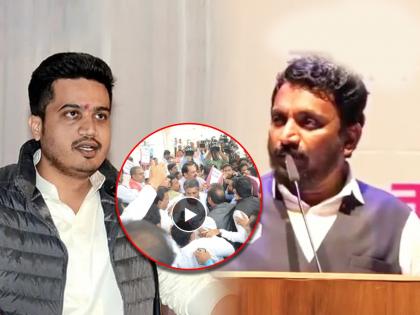 Amol Mitkari and Rohit Pawar shouted loudly, the atmosphere heated up with a jolt on the stairs | Video: मिटकरी अन् रोहित पवार जोरजोरात ओरडले, धक्काबुक्कीमुळे विधानसभेत वातावरणं तापले