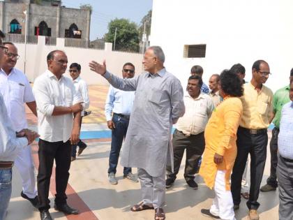 Inauguration of Swimming Pool and Palm Building by Chief Minister | मुख्यमंत्र्याच्या हस्ते जलतरण तलावाचे उद्घाटन व पालिका इमारत भूमिपूजन