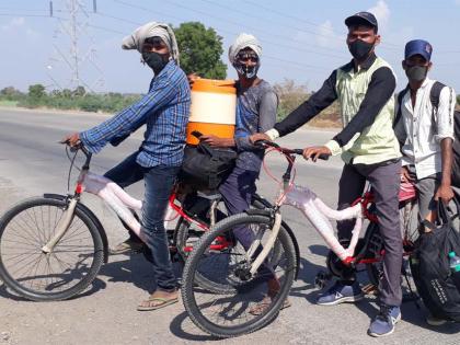गुजरात ते बिहार मजुरांचा सायकलीने प्रवास