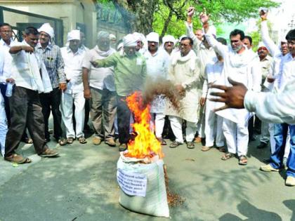 Farmers from Pellett Ture near District Cemetery | शेतकऱ्यांनी जिल्हा कचेरीपुढे पेटविली तूर