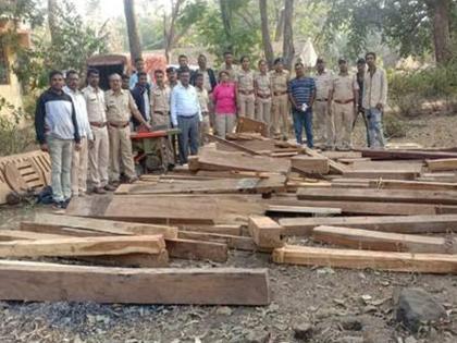 Forest Department seizes firewood and seizes saagawani wood | वनविभागाने धाड टाकून जप्त केले सागवानी लाकूड Forest Department seizes firewood and seizes saagawani wood | वनविभागाने धाड टाकून जप्त केले सागवानी लाकूड