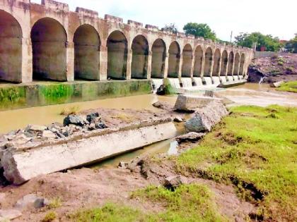 The safety wall of the bridge over the Bhadadi river was carried away | भदाडी नदीवरील पुलाची सुरक्षा भिंत गेली वाहून