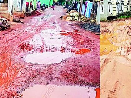 The journey continues through mud and pits on the Kalagota route | काळागोटा मार्गावरून चिखल व खड्ड्यातून सुरू आहे प्रवास The journey continues through mud and pits on the Kalagota route | काळागोटा मार्गावरून चिखल व खड्ड्यातून सुरू आहे प्रवास