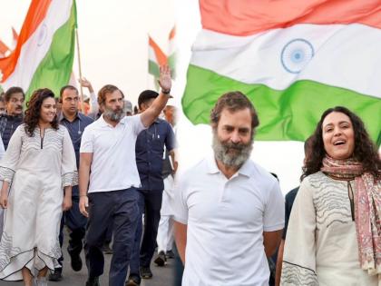 swara bhasker joined rahul gandhi bharat jodo yatra in ujjain | Swara Bhasker : राहुल गांधींना स्वरा भास्करची साथ; ‘भारत जोडो’ यात्रेत सहभाग, फोटो व्हायरल