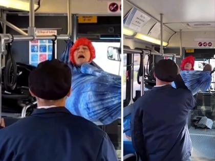 Man chills in hammock inside bus video goes viral | VIDEO : वाह रे वाह! बसमध्ये सीट मिळाली नाही म्हणून बांधला पाळणा, व्हिडीओ बघून व्हाल अवाक्...