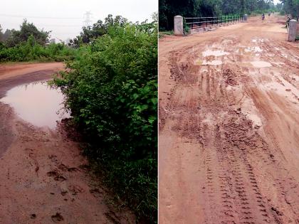 Pothole on the peak road | शेंडा मार्गावर खड्डेच खड्डे